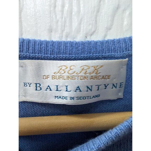 Vtg BERK Of Burlinston Arcade Ballantyne Cashmere Blue Sweater Scotland Size 3 - Picture 3 of 5